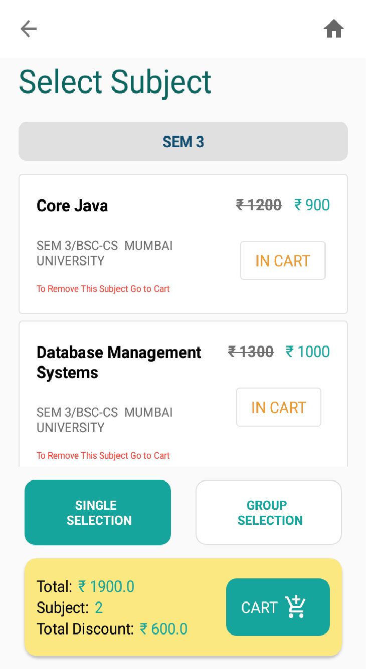 App screen — selection
